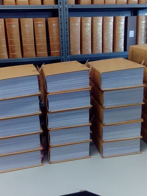 Protocolos notariales encuadernados en el taller de Vigoarte en Vigo